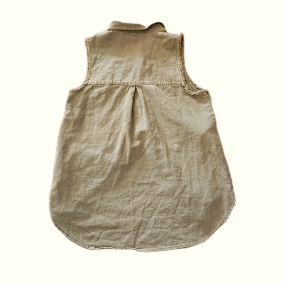 Free People Womens Olive Green Linen Distressed Tank M - Picture 11 of 13
